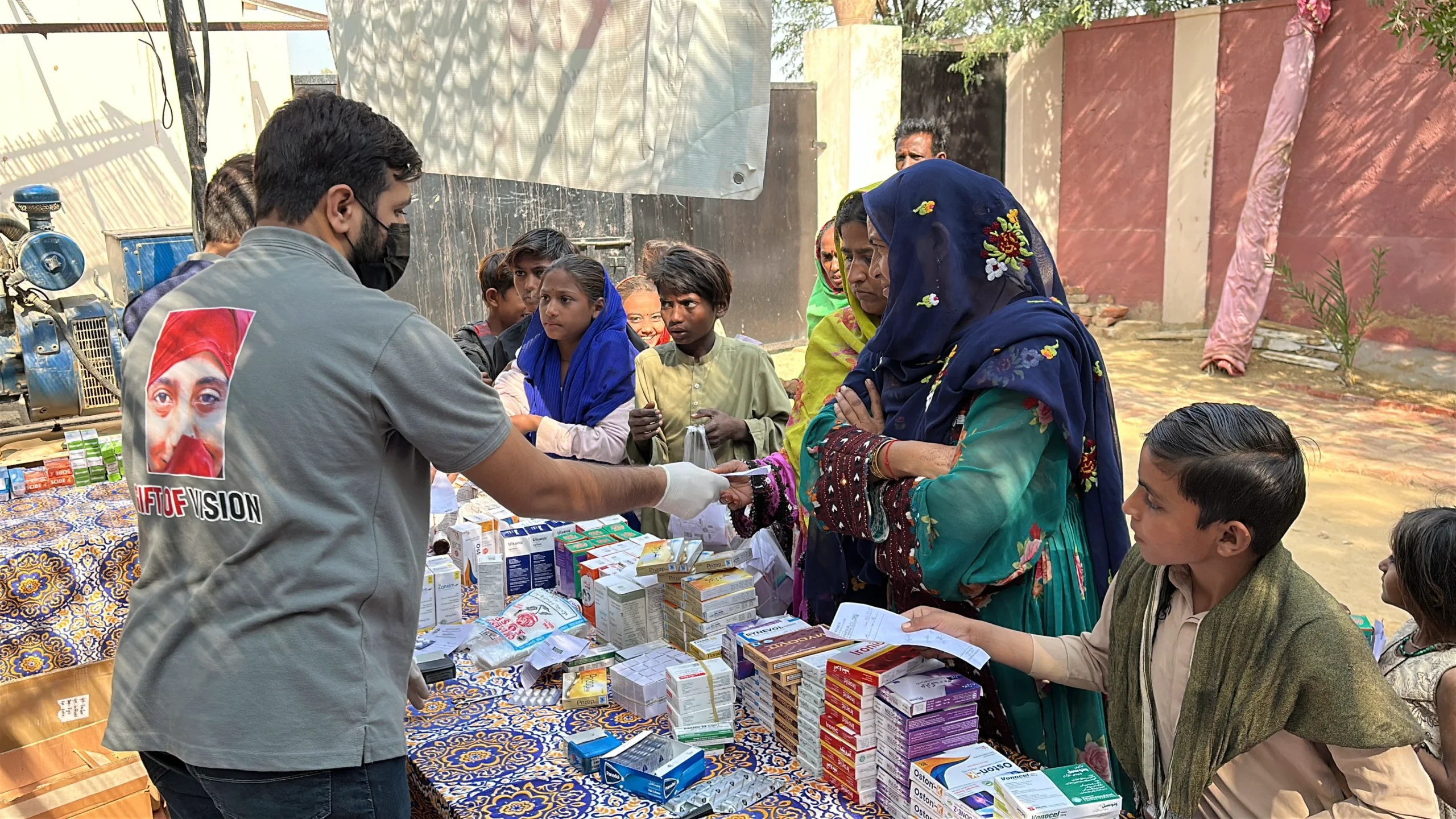 Free medicines distribution at PEBS Hospital
