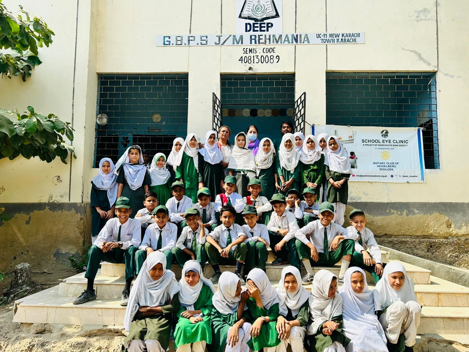 Schoolchildren at a PEBS School Eye Clinic screening