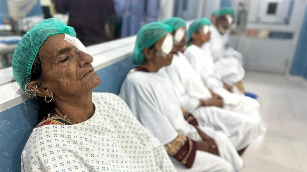 Patients recovering after eye surgery at PEBS Hospital