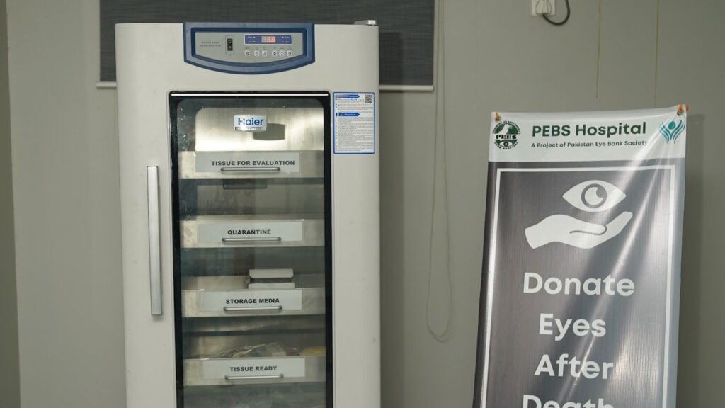 Cornea storage at the PEBS eye bank, Karachi